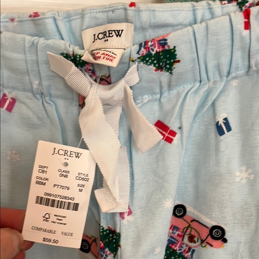 J. Crew flannel blue Pajama Pants with dog in pink car Print - Picture 2 of 4